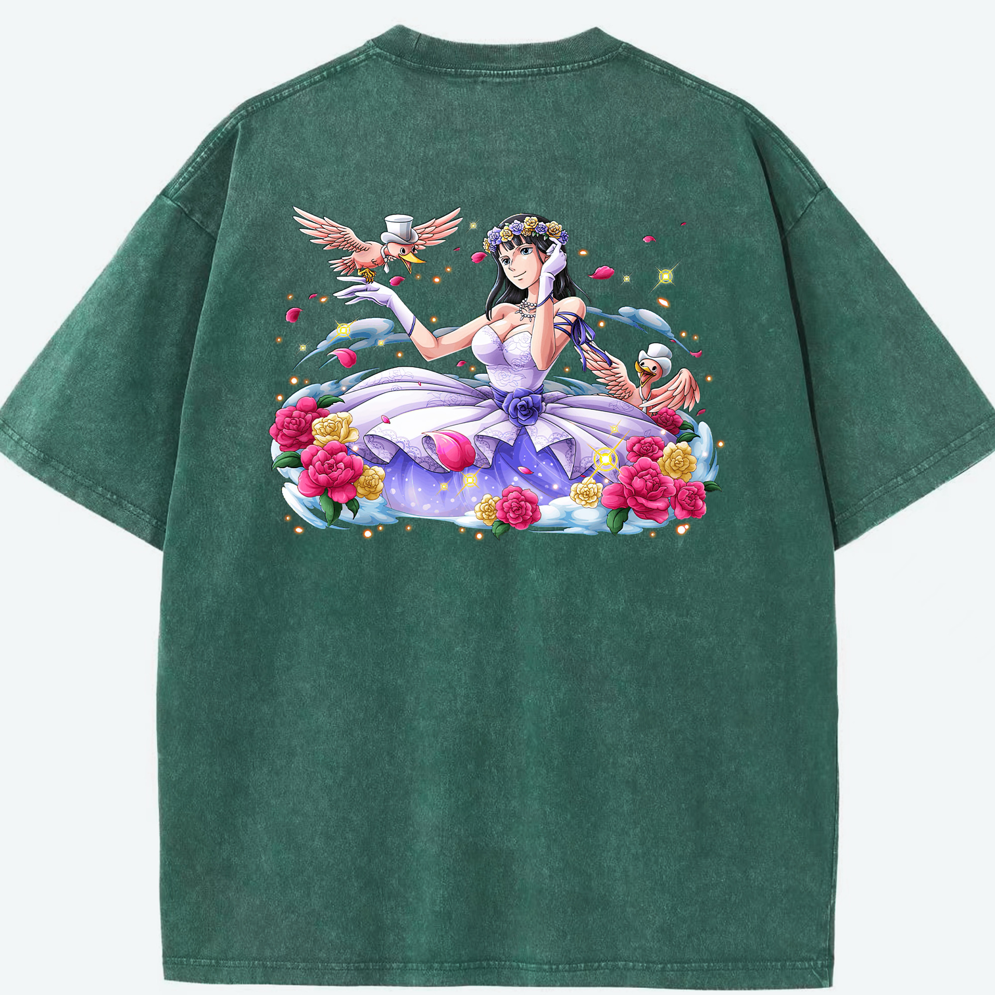 ワンピース ニコ・ロビン ONE PIECE Nico Robin 綿100% ヴィンテージ風 半袖Tシャツ（背面プリント）